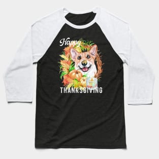 Pembroke Welsh Corgi Dog Owner Thanksgiving Celebration Harvest Theme Baseball T-Shirt